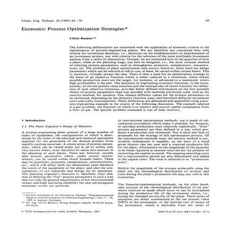 Economic process optimization strategies