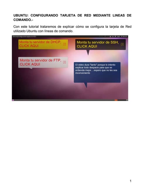 Ubuntu.   configurar tarjeta de red mediante lineas de comando