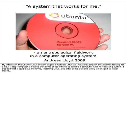 Anthropological fieldwork in Ubuntu Linux