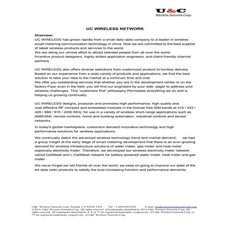 U&C Wireless Network Smart Metering Technology Guide