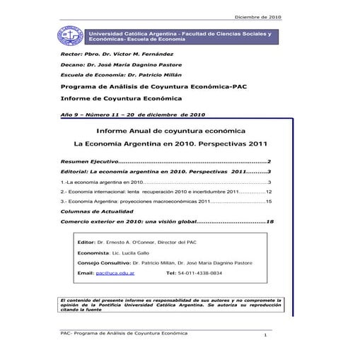 Uca informe anual argentina  diciembre 2010