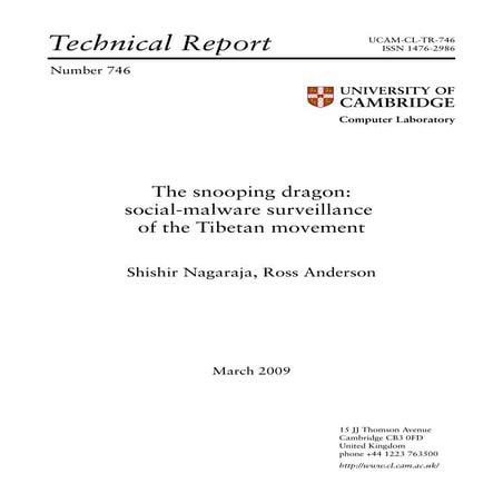 The snooping dragon: social-malware surveillance  of the Tibetan movement
