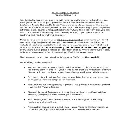 Ucas apply 2022 entry top tips