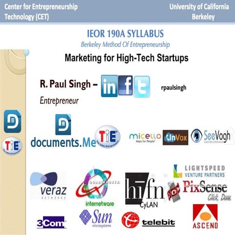 Marketing for High-Tech Startups presented at UC Berkeley