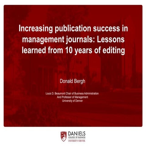 Professor Don Bergh on Academic Publishing (IAM Strategy SIG)