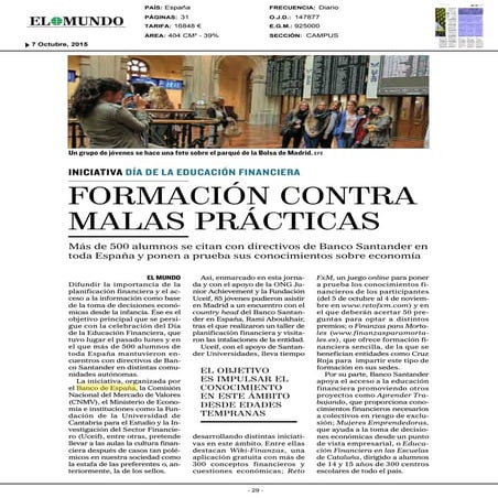 Actividades Uceif Día Educación Financiera