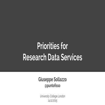 Priorities for Research Data Services