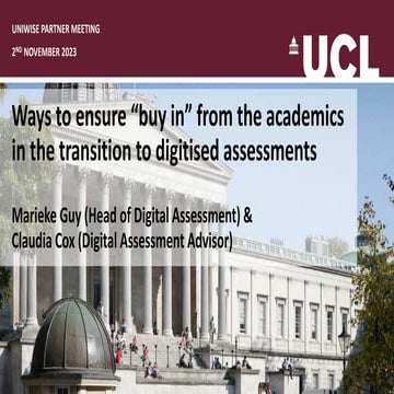 Ways to ensure “buy in” from the academics in the transition to digitised ass...