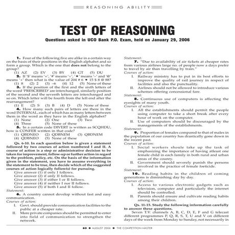 Uco bank poexam,2006reasoningpaper