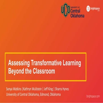 Assessing Transformative Learning Beyond the Classroom
