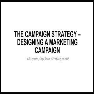 UCT Upstarts 2015: Week 16: The Campaign strategy with Carl Fredrik Sammeli