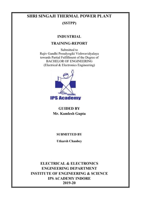ELECTRICAL ENGINEERING THERMAL POWER PLANT Industrial Report