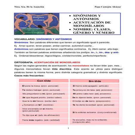 Ud. 2  Sinón. Antón.. Acent. de monosílabos