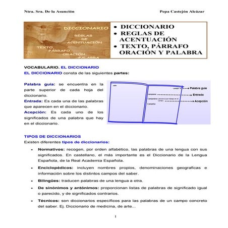 Ud. 1  Diccionario. Reglas de acentuación, párrafos, palabras.