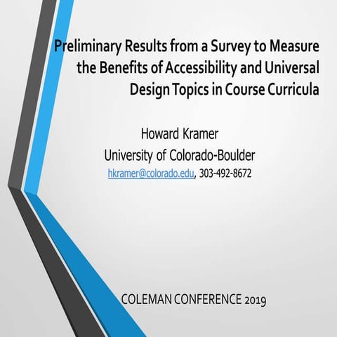 Preliminary Results from a Survey to Measure the Benefits of Accessibility an...