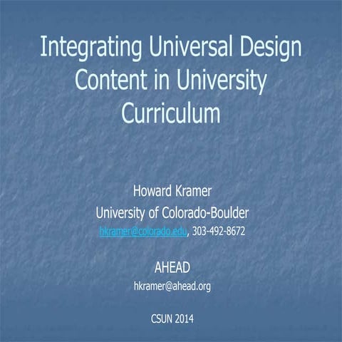 Integrating Universal Design Content into University Curriculum