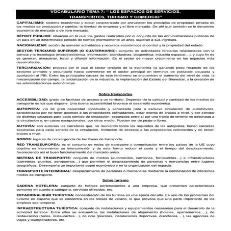 Ud7. espacios de servicios vocabulario