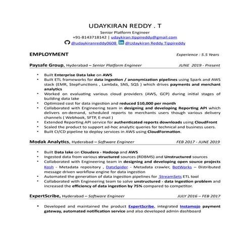 Udaykiran tippireddy resume