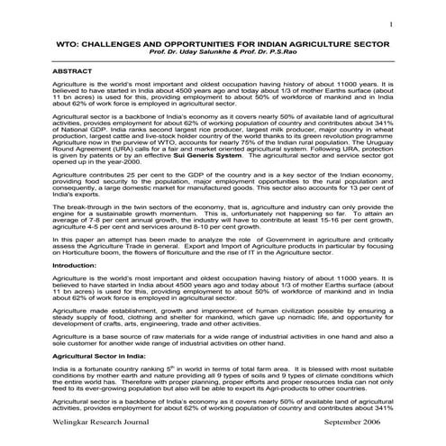 Uday salunkhe   challenges and opportunties for agri sector in india