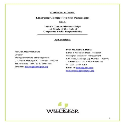 Uday Salunkhe - Emerging Competitiveness Paradigms 