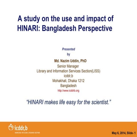 APLIC 2014 - HINARI experience in Bangladesh