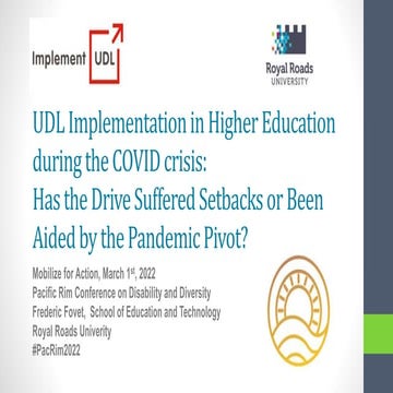 UDL implementation in higher education during the COVID crisis