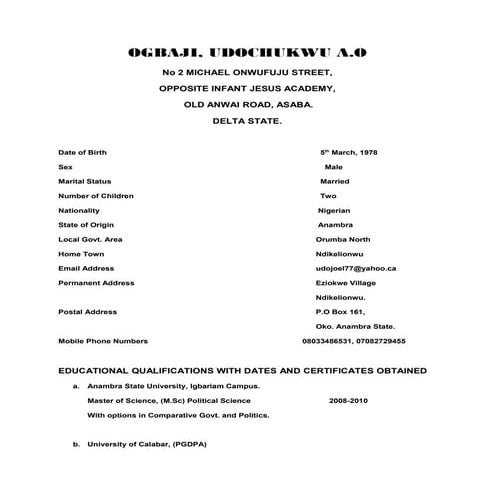 Udo ogbaji cv td | DOC