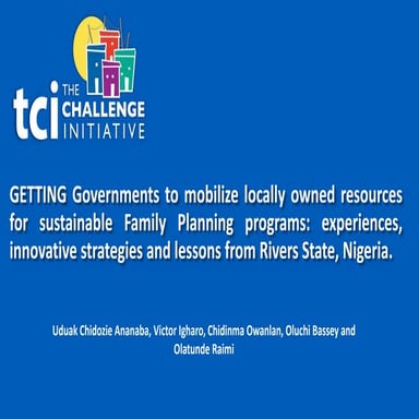 Uduak Ananaba: Getting Governments to Mobilize Locally Owned Resources for Su...