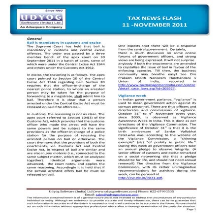 Udyog news flash 11-nov11