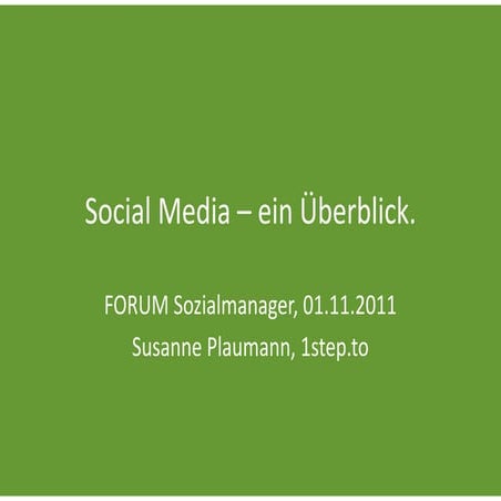 Social Media - ein Überblick für Sozialmanager