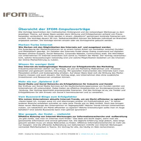 Übersicht der IFOM-Impulsvorträge