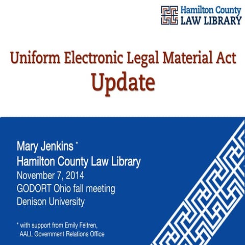 Uniform Electronic Legal Material Act Update