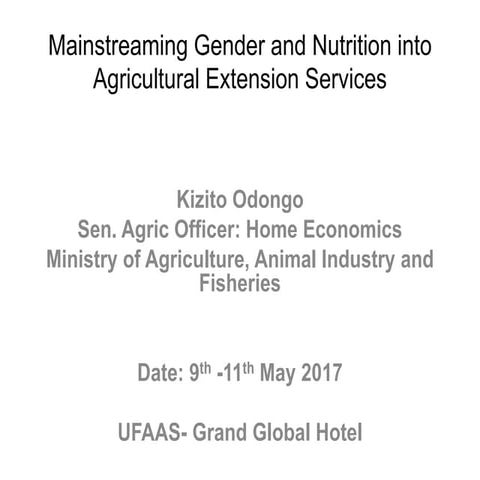 Mainstreaming gender and nutrition into agricultural extension services