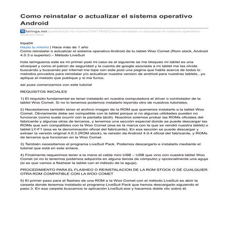 Reinstalar actualizar el sistema operativo android