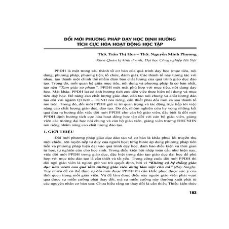 Đổi mới phương pháp dạy học định hướng tích cực hóa hoạt động học tập
