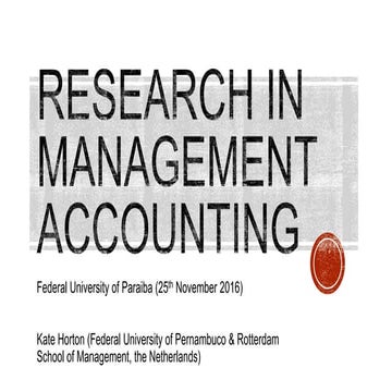 Research in Management Accounting (Pesquisa em contabilidade gerencial)