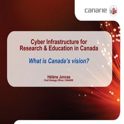 Cyber Infrastructure for Research & Education in Canada. What is Canada's vis...