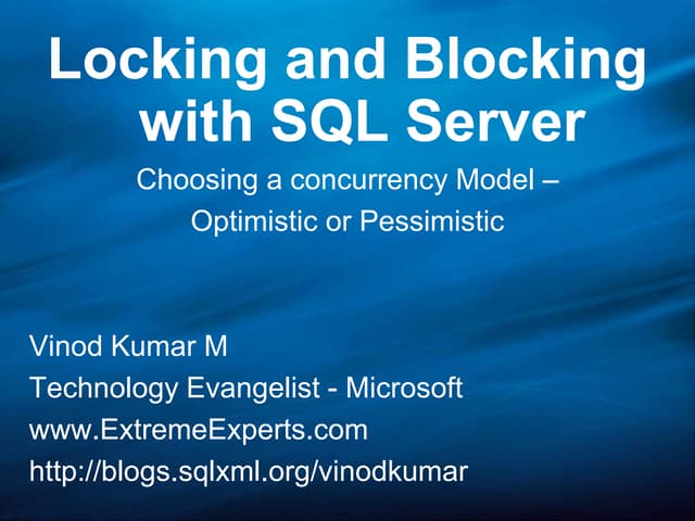 Choosing A Concurrency Model Optimistic Or Pessimistic Ppt Choosing A Concurrency Model Optimistic Or Pessimistic Ppt
