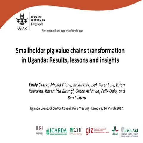 Smallholder pig value chains transformation in Uganda: Results, lessons and i...