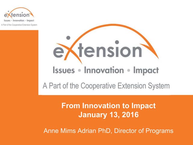 University of Georgia Cooperative Extension Winter School 2016: From Innovati...