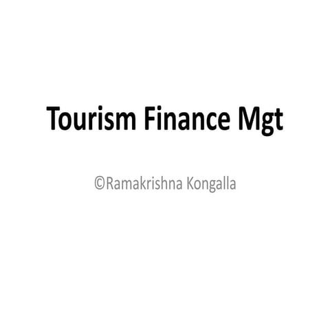  Tourism Finance Management