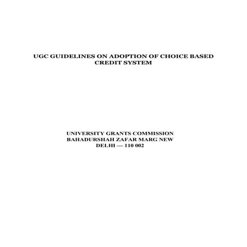 Choice Based Credit System(CBCS)-Ugc guidelines:SSB Lec/Gp Dis 14: