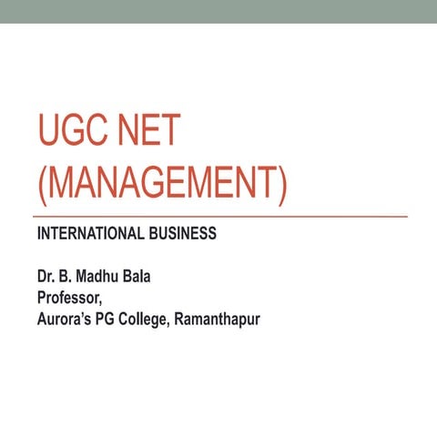 International Business with UGC NET Syllabus