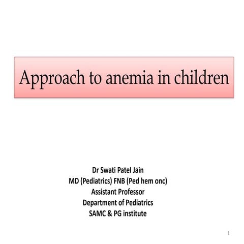 Approach to Anemia in Children - UG MBBS
