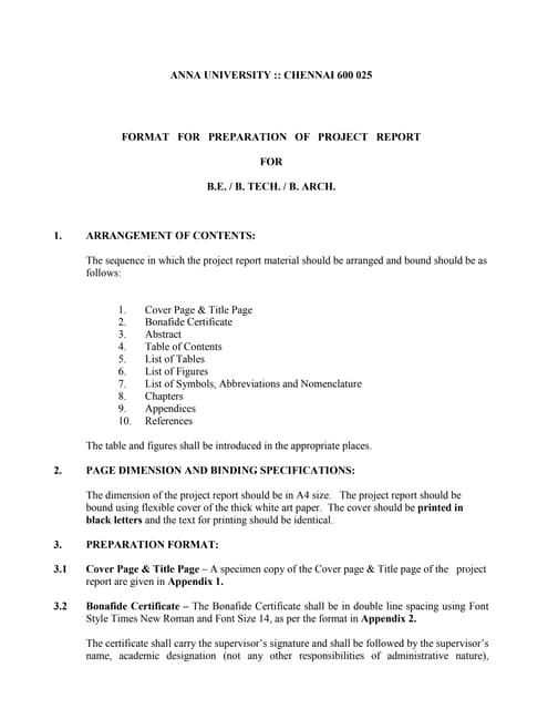 Anna University UG Project Report Format