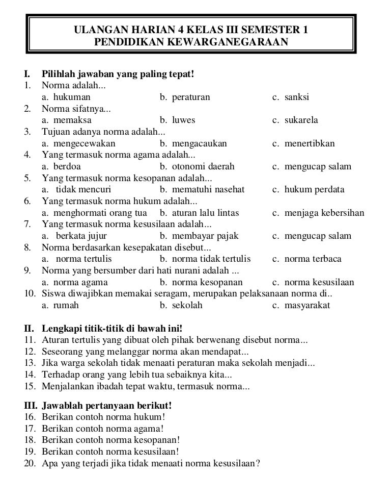 Unduh Gratis Gambar Ulangan Harian 4 Kelas Iii Semester 1 Ktsp Terupdate oleh Cikimm