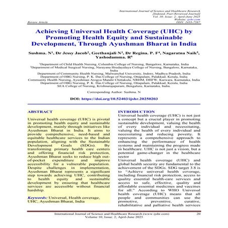 Universel Health Coverage - Ayushman Bharath