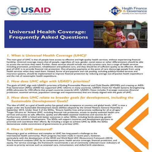 Universal Health Coverage: Frequently Asked Questions