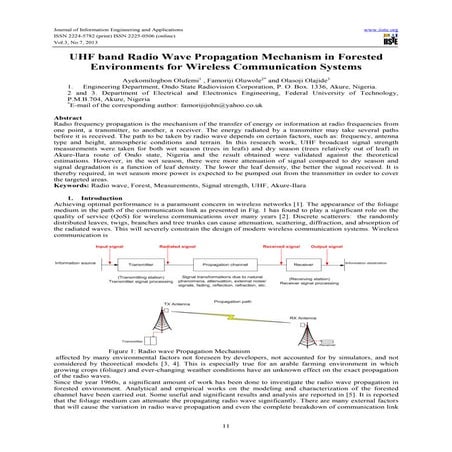 Uhf band radio wave propagation mechanism in forested environments for wirele...