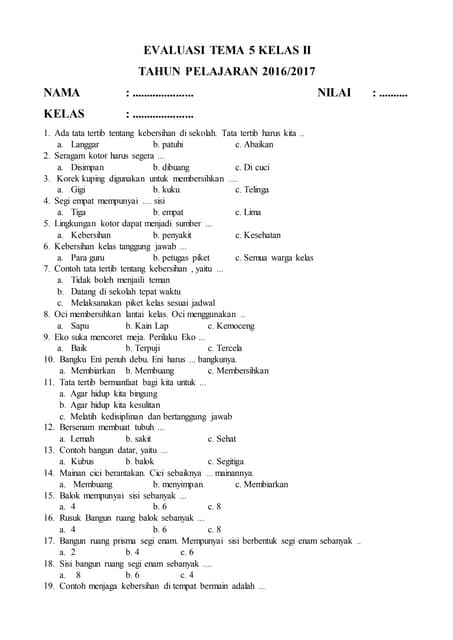 Panduan Lengkap: Mengunduh Soal Ulangan Harian (UH) Kelas 2 SD Semester 1 dan 2 untuk Persiapan Maksimal